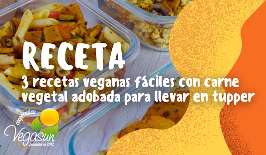 3 RECETAS VEGANAS FÁCILES CON CARNE VEGETAL ADOBADA PARA LLEVAR EN TUPPER